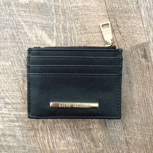 Steve Madden | Vegan Faux Leather Black & Gold Card Holder Wallet
